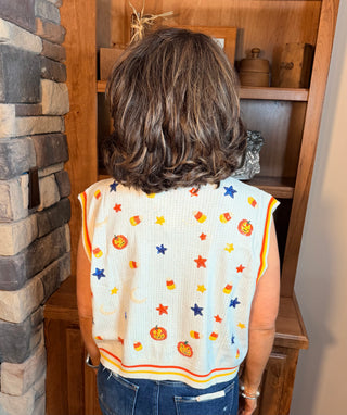 Queen of Sparkles White Sequin Pumpkin Vest