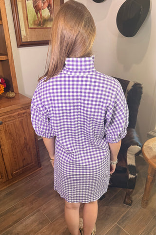 Charlotte Purple Seer Gingham Dress