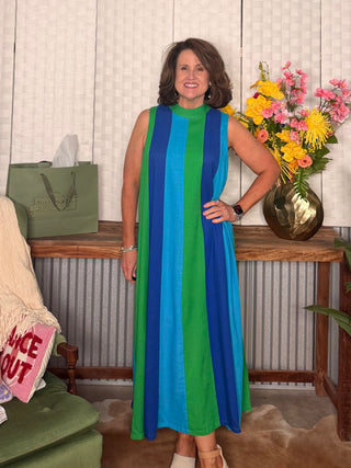 THML Color Block Midi Sleeveless Dress