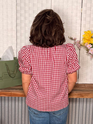 Cherry Picnic Puff Sleeve Top