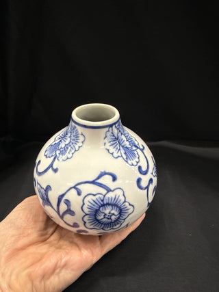 Blue & White Floral Porcelain Bud Vase
