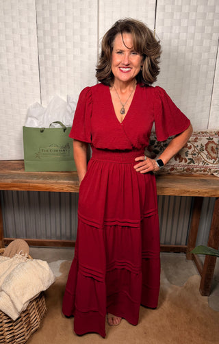 She + Sky Smocked Waist Maxi Dress