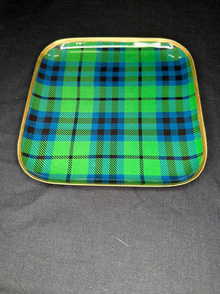Square Tartan Metal Tray 6 1/4 x 6 1/4