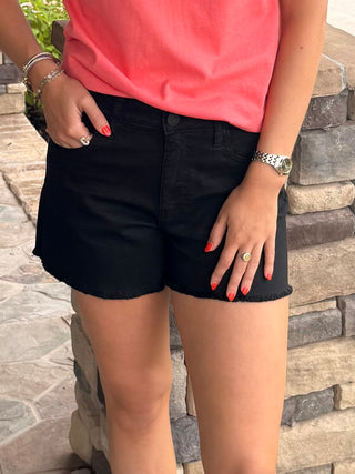 Kut Black High-Rise Denim Shorts