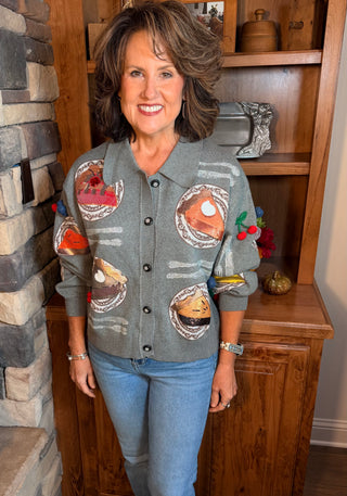 Queen of Sparkles Charcoal Pie Slice Sweater
