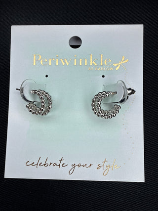Periwinkle Small Beaded Silver Hoops