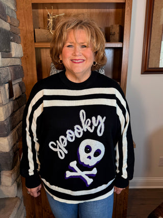 Queen of Sparkles Black Skull & Crossbones Sweater