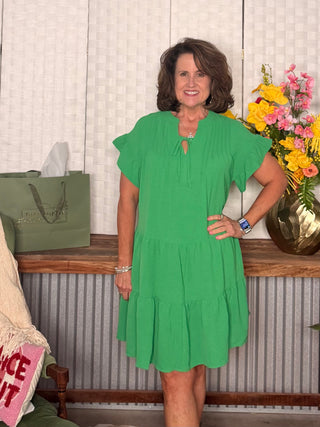 She & Sky Green Tiered Dress