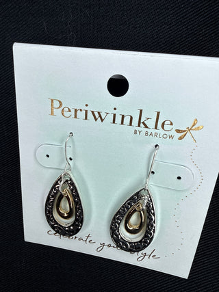 Periwinkle Two Tone Filigree Teardrop Earrings