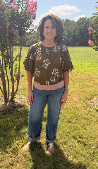 Olive Puff Top