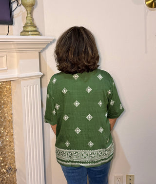 Evergreen Heirloom Button-Up Top