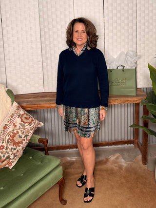 Navy Haven Layered Sweater Dress