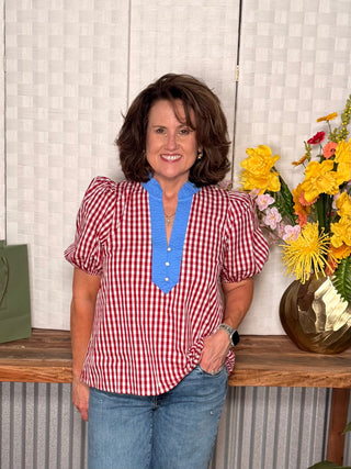 Cherry Picnic Puff Sleeve Top