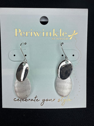 Periwinkle Silver Layered Oval Drop Earrings