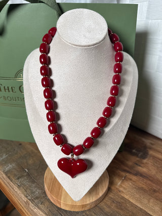 WW Single Heart Merlot Necklace