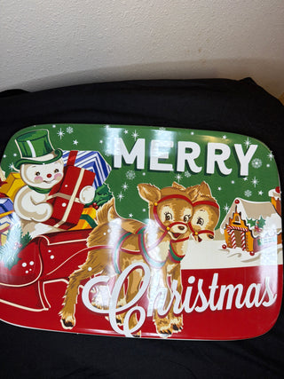 Santa Retro Christmas Rectangular Platter