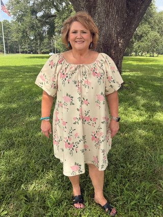 Rosette Garden Denim Dress