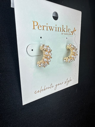 Periwinkle Pearl Cluster Huggie Earrings
