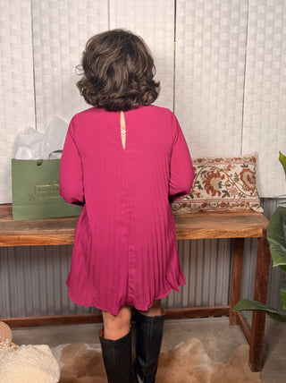 She & Sky Berry Pleated Dress