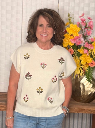 She & Sky Sweet Meadow Embroidered Sweater