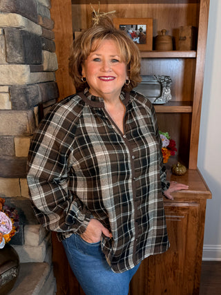 Umgee Flannel Plaid Top