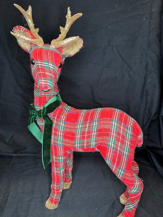 Holiday Tartan Deer with Velvet Bow