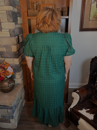 Evergreen Eyelet Maxi Dress