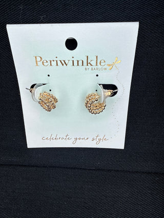Periwinkle Small Beaded Gold Hoops