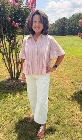 Blush Hour Pleated Top