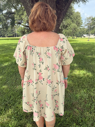 Rosette Garden Denim Dress