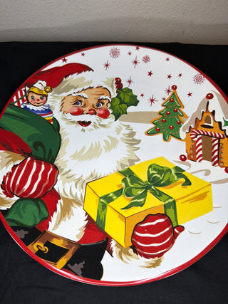 Retro Santa Christmas Dinner Plate 11 in