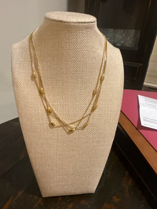 Splendid Iris Triple Layer Box Chain with Oval Bead Accents