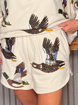Queen of Sparkles Ivory Flying Ducks Short