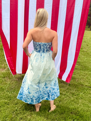 Blue Willow Garden Midi Dress