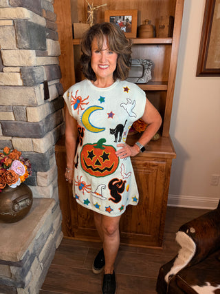 Queen of Sparkles Ivory Halloween Knit Dress