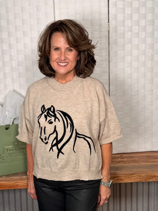 Sweater with Horse Head Outline