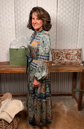 The Verdant Mosaic Maxi Dress