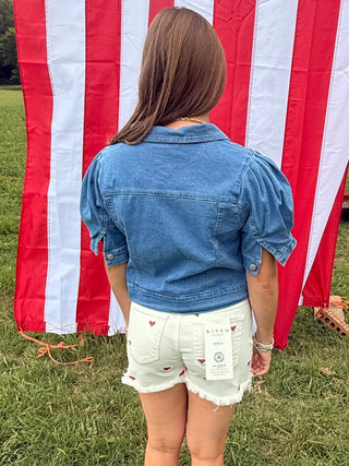 Puff Sleeve Denim Jacket