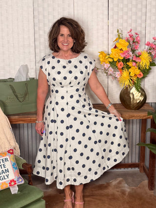 Peach Love Polka Dot Midi Dress