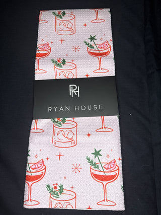 Ryan House Pink Christmas Drink Tea Towels
