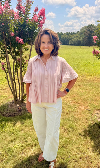 Blush Hour Pleated Top