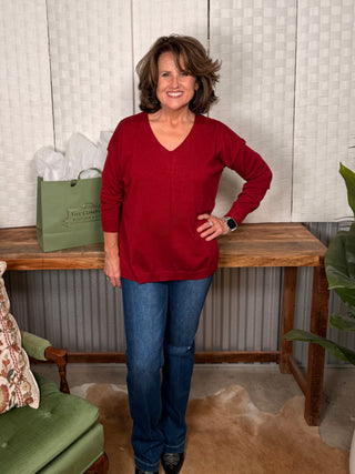 Umgee Long Sleeve V Neck Sweater