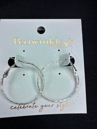 Periwinkle Silver Thin Classic Hoop Earrings