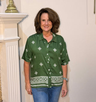 Evergreen Heirloom Button-Up Top