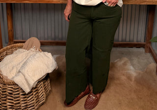 Kut from the Kloth Meg HR Wide Leg Jeans  - Tuscan Olive