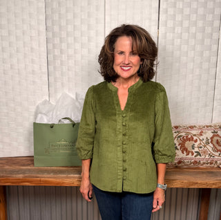 Voy Corduroy Button Front Blouse