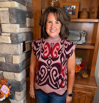 Mock Neck Knit Sweater Vest