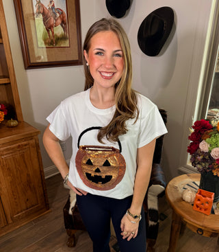 Queen of Sparkles White Pumpkin Candy Bucket Tee
