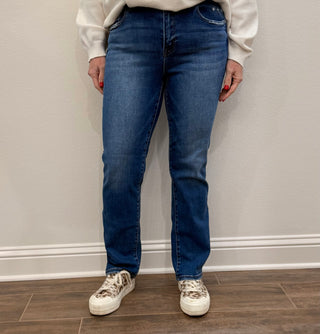 Risen Mid Rise Ankle Straight Jeans