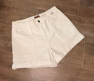Judy Blue HW Aurora Weekender White Short Rolled Cuff